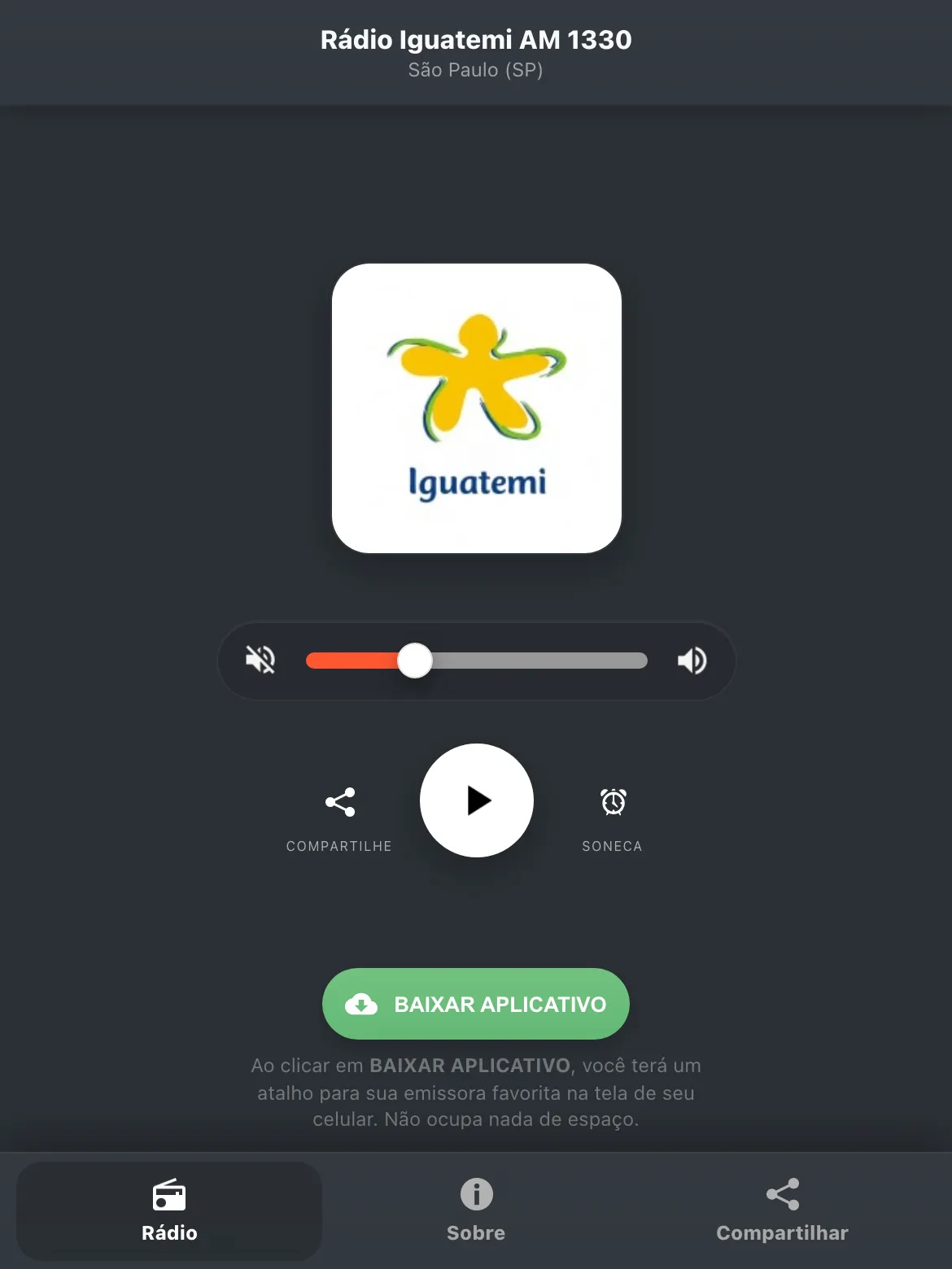 Screenshot do aplicativo da Rádio Iguatemi AM 1330