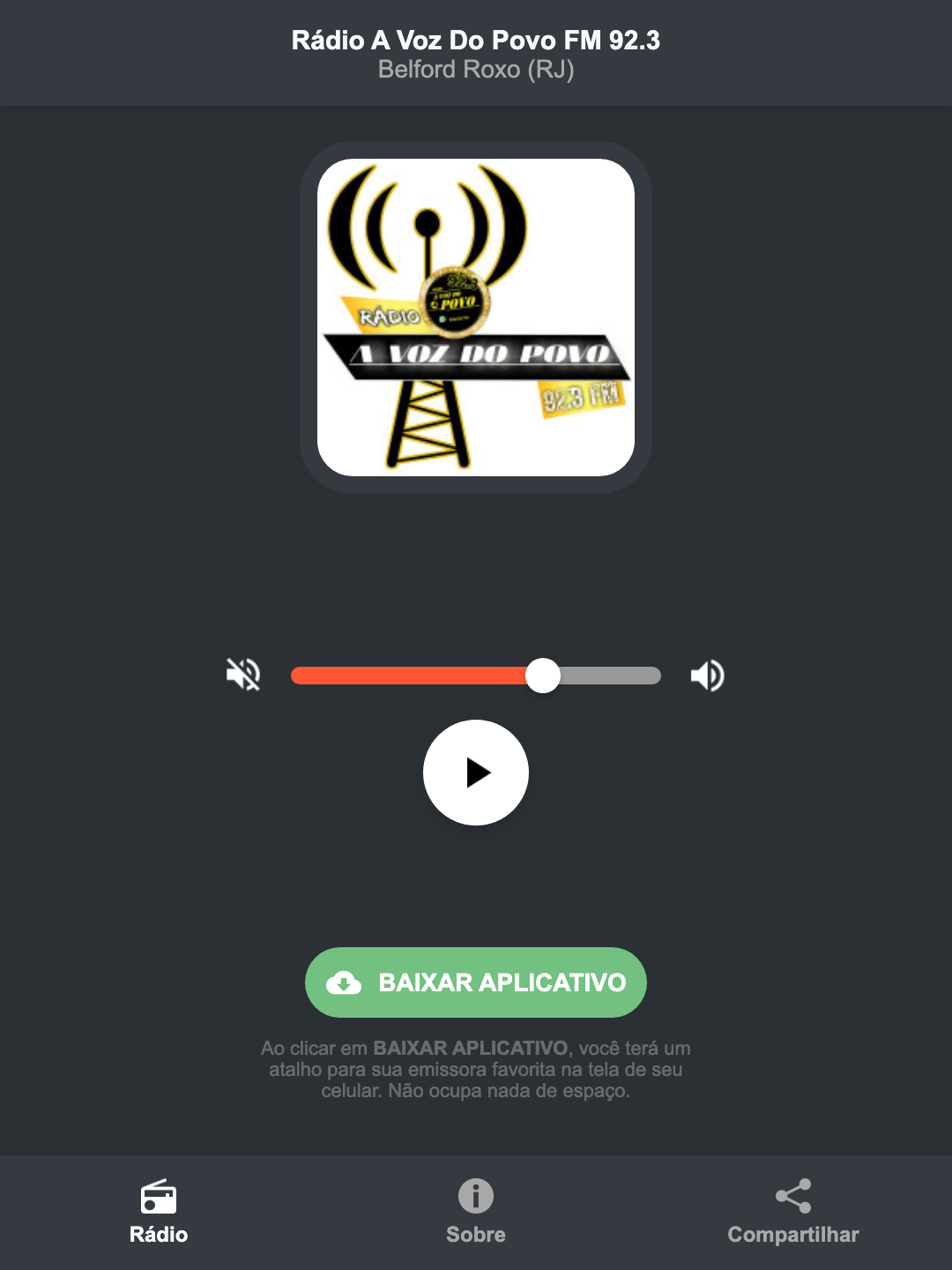 Screenshot do aplicativo da Rádio A Voz Do Povo FM 92.3