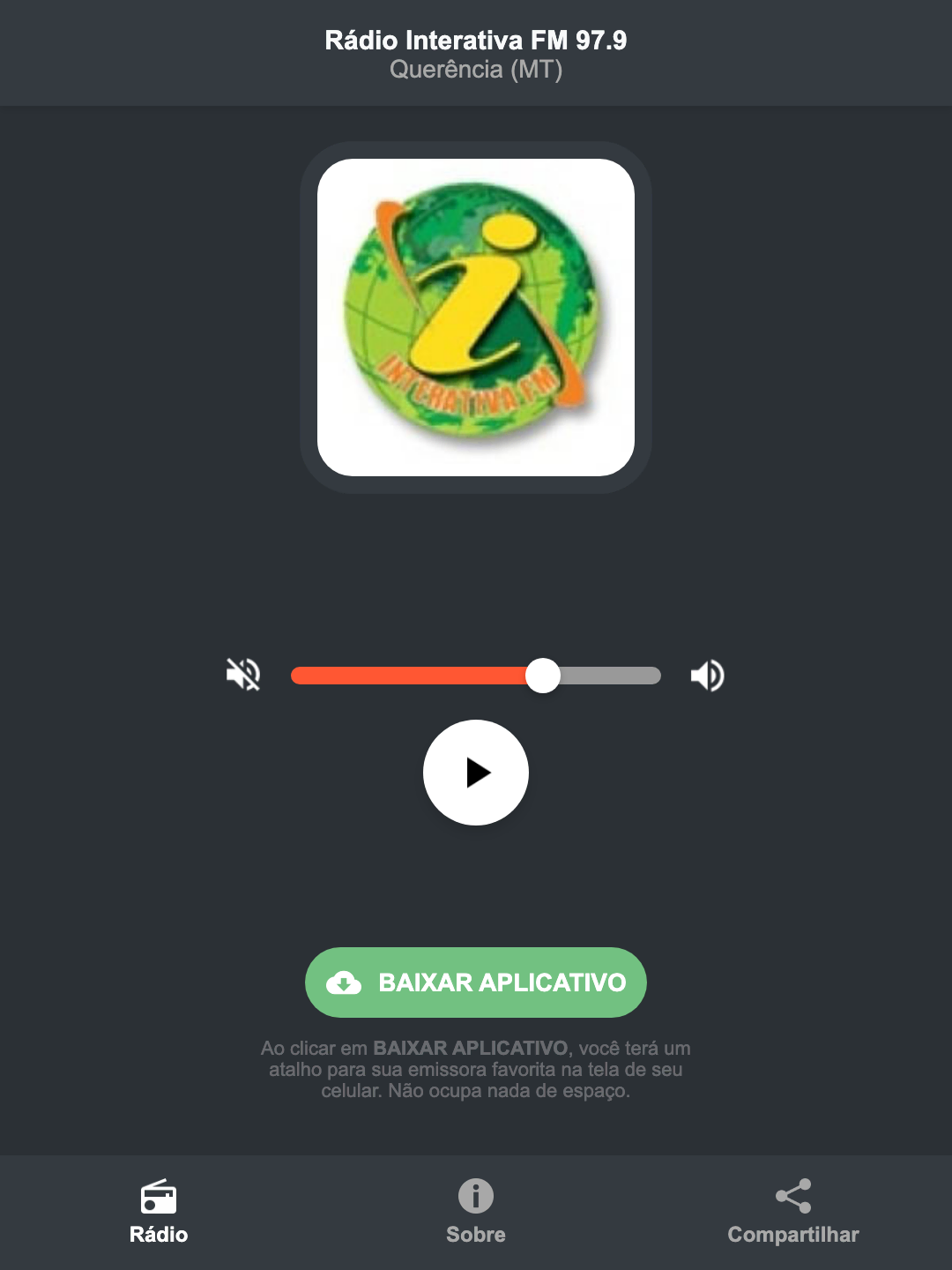 Screenshot do aplicativo da Rádio Interativa FM 97.9