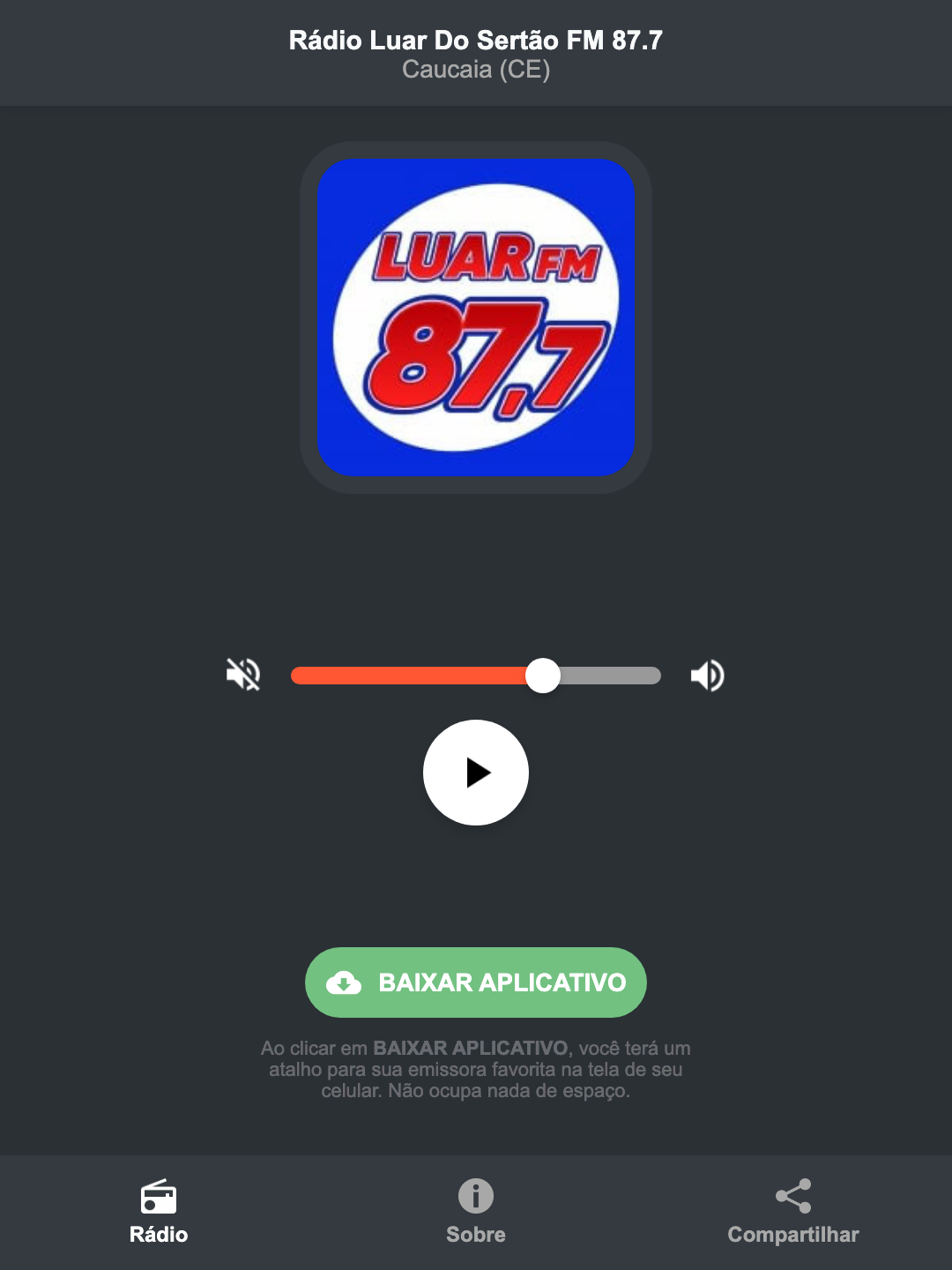 Screenshot do aplicativo da Rádio Luar Do Sertão FM 87.7